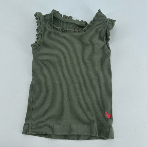 Girls Organic Ruffle Rib Tank Leaf Green Size 2T 2 - Picture 1 of 4